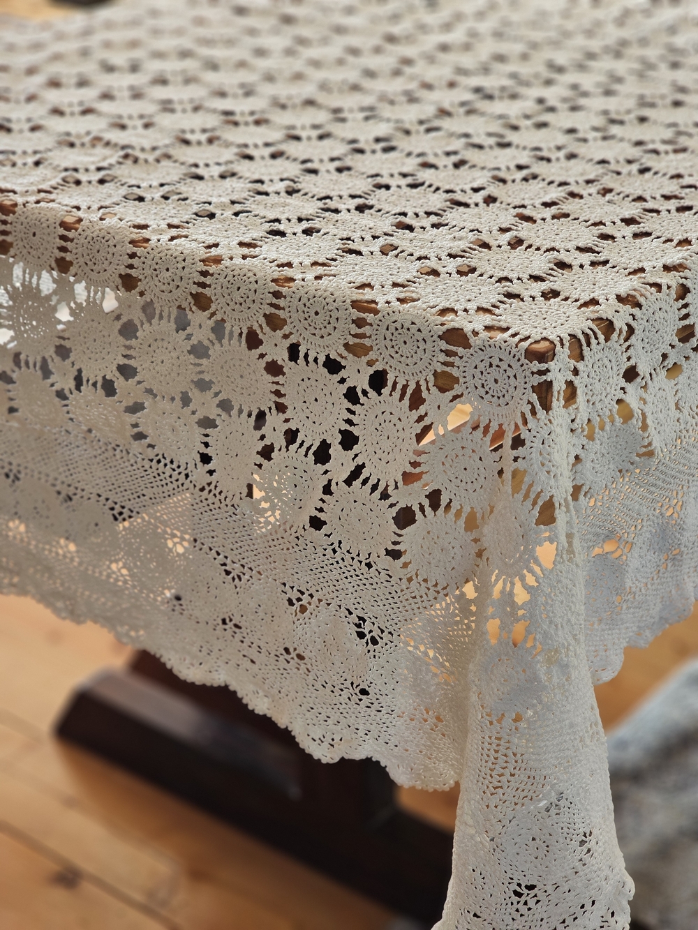 Handmade Crochet Lace Tablecloth in Cream